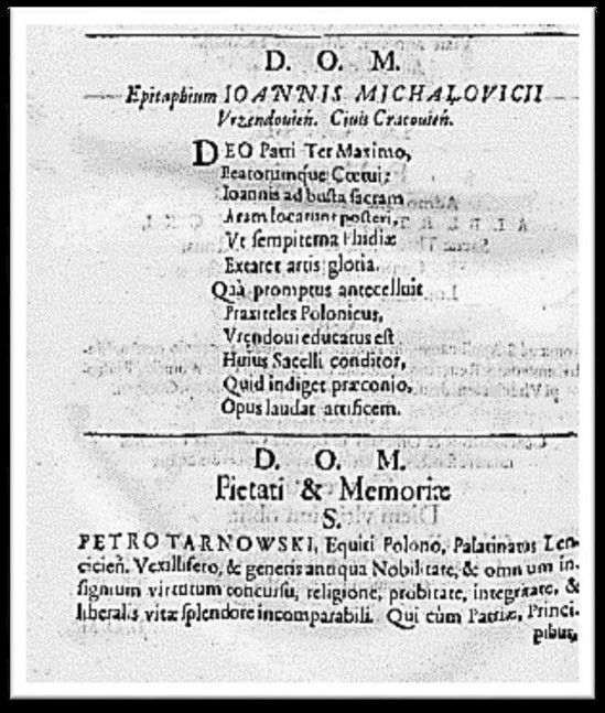 Treść na tablicy inskrypcyjnej Jana Michałowicza z Urzędowa